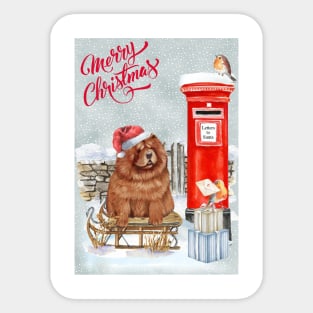 Chow Chow Merry Christmas Santa Dog Sticker